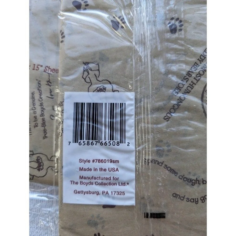 4 Packs Boyds Bear Country Tissue Paper 20x15 Total 40 Sheets Gettysburg USA NEW
